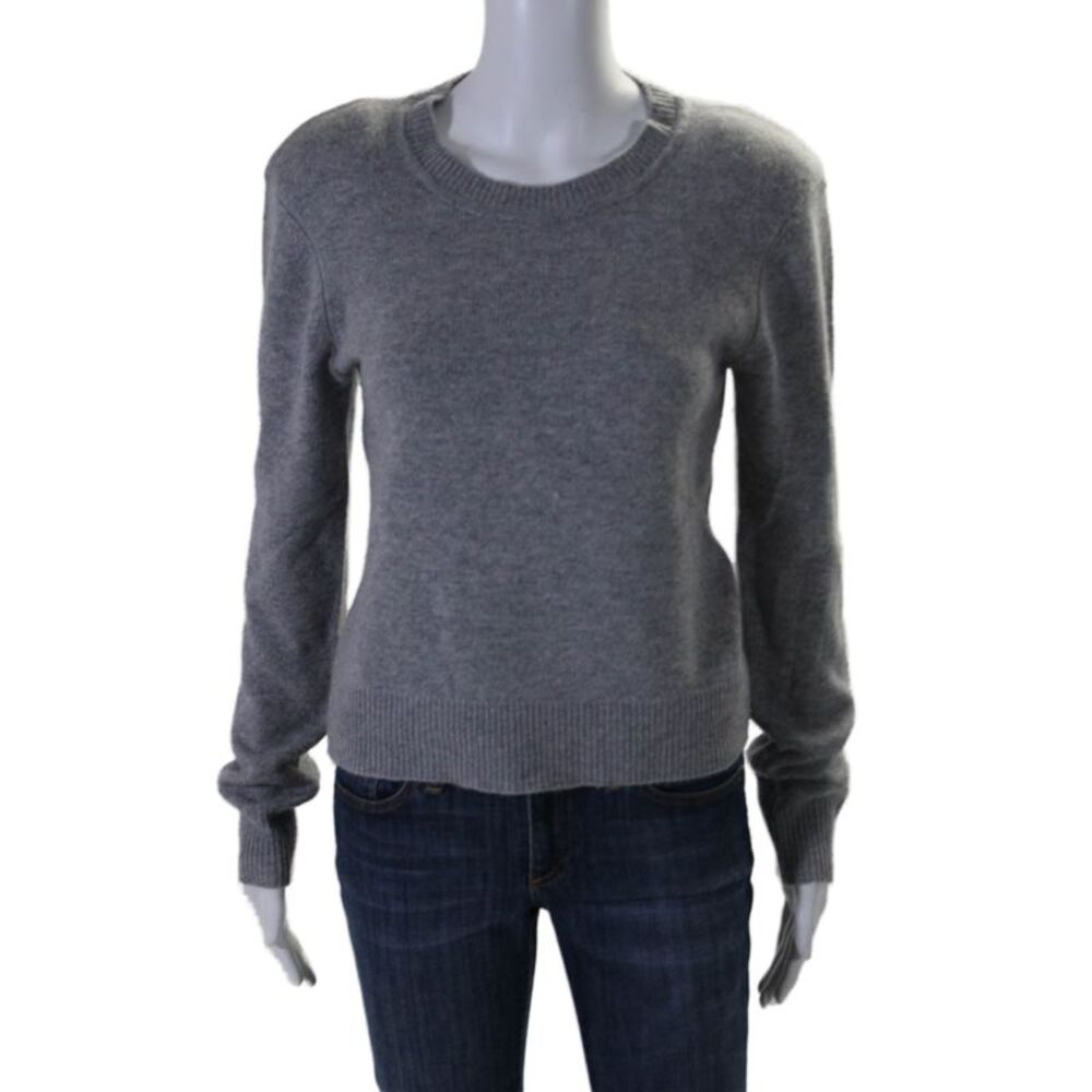 Sloane Women's Round Neck Long Sleeves Pullover Sweater Gray Size S